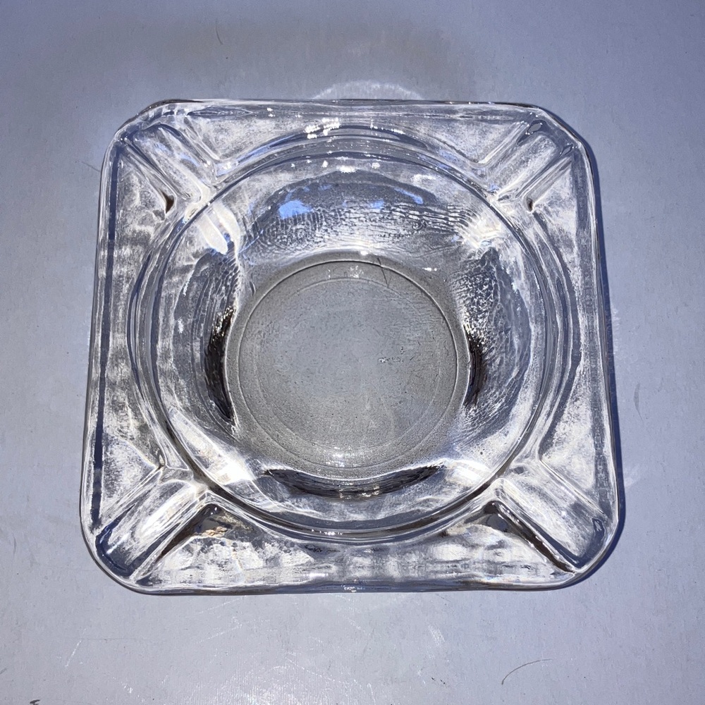 Vintage‎ Clear Glass Ashtray 5”